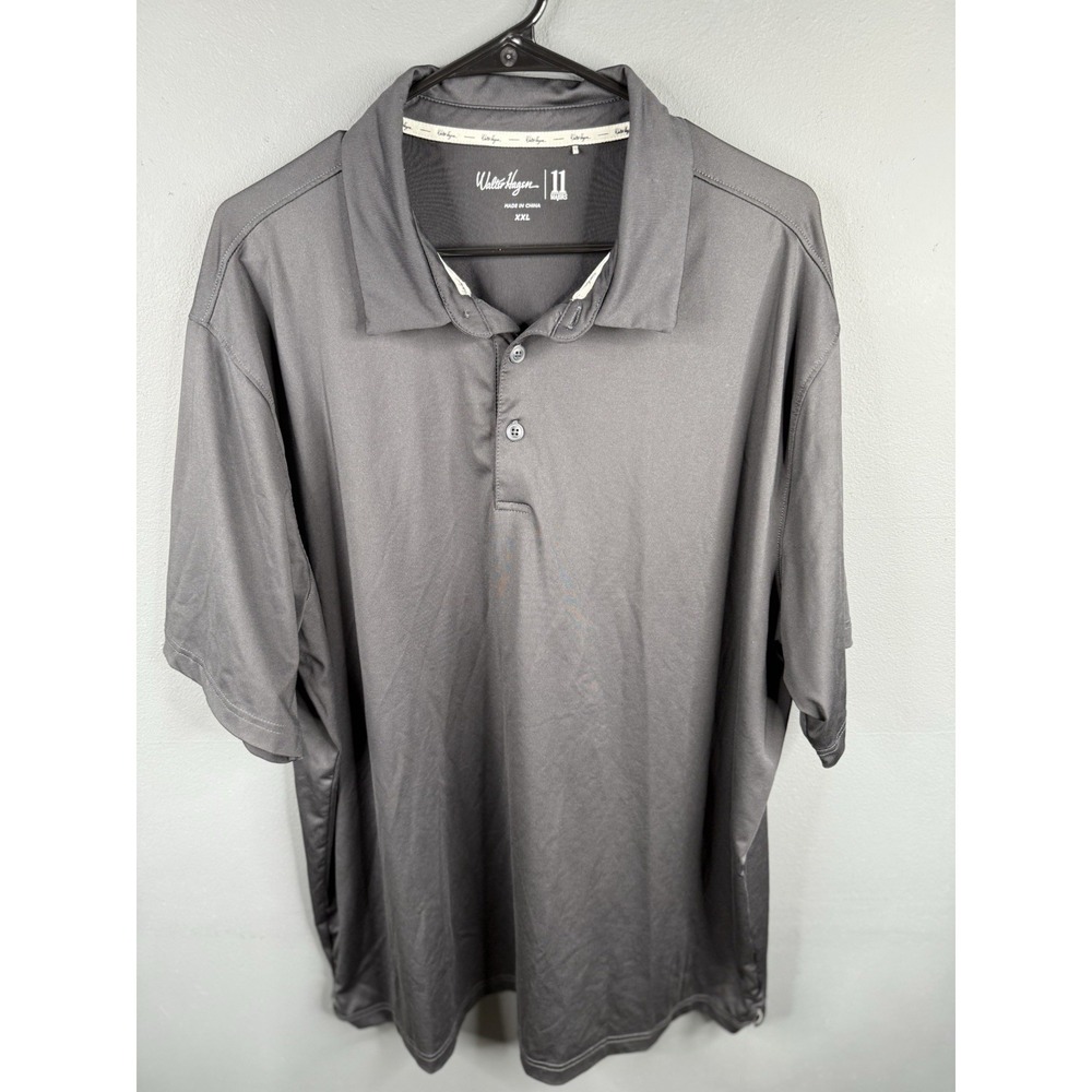 Walter Hagen Golf 11 Majors Polo Mens XXL Black AOP Button Down Golf